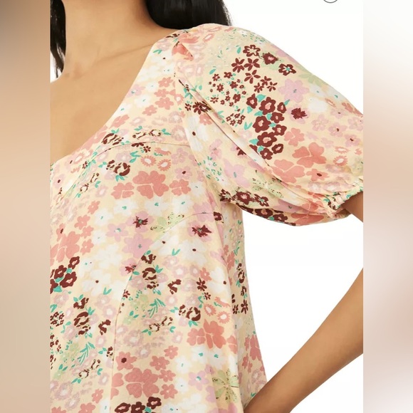 Free People Callie Yellow Floral Vintage Combo Tunic Top size medium - Picture 3 of 10